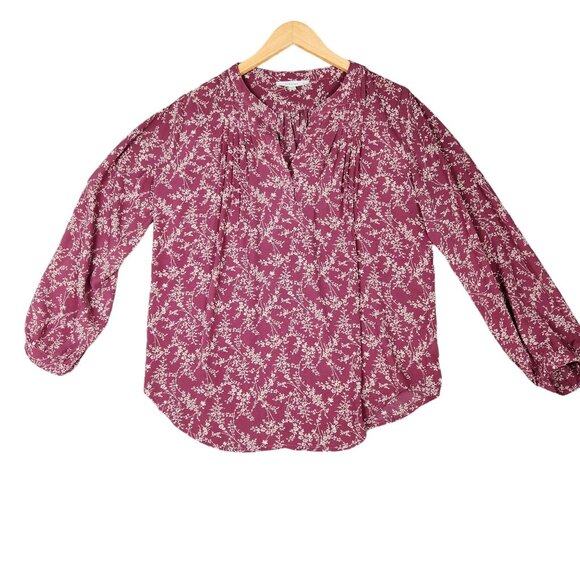 Fun2Fun Women's Rose Colored Floral Long Sleeve Blouse M - Picture 1 of 8
